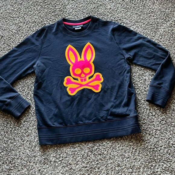 Psycho Bunny Other - Psycho Bunny Navy Blue Sweatshirt Mens Medium Punk Streetwear Skater Grunge Y2K